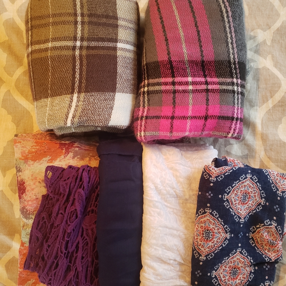 Lot of 7 Scarves - 2 NWT Blanket Scarves